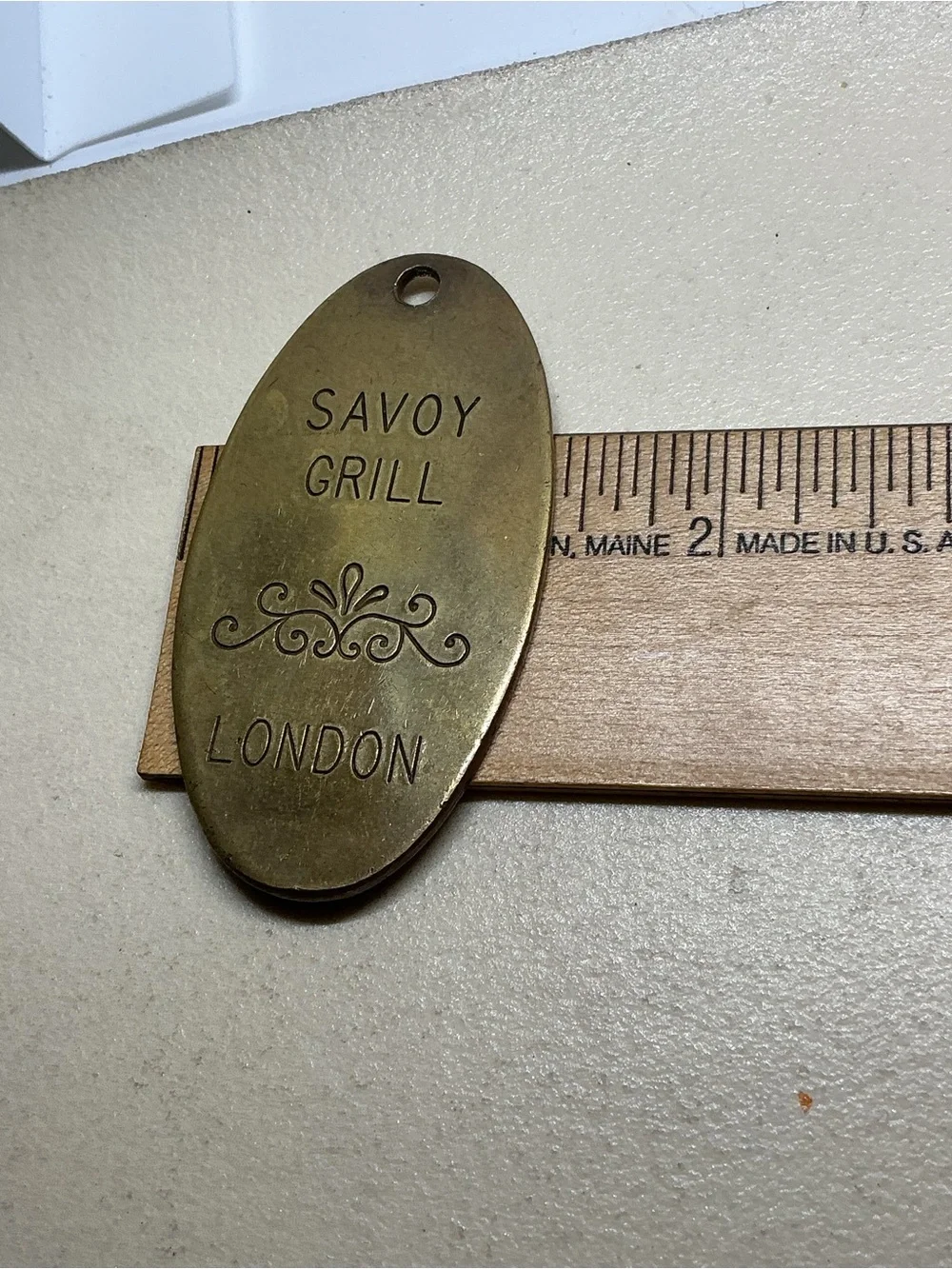 VTG Savoy Grill London Brass Keychain Marked Lowell Sigmund 1976